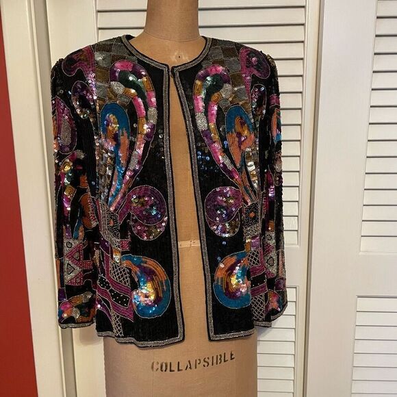 JUDITH ANN | vintage sequin bolero jacket S - Picture 1 of 10
